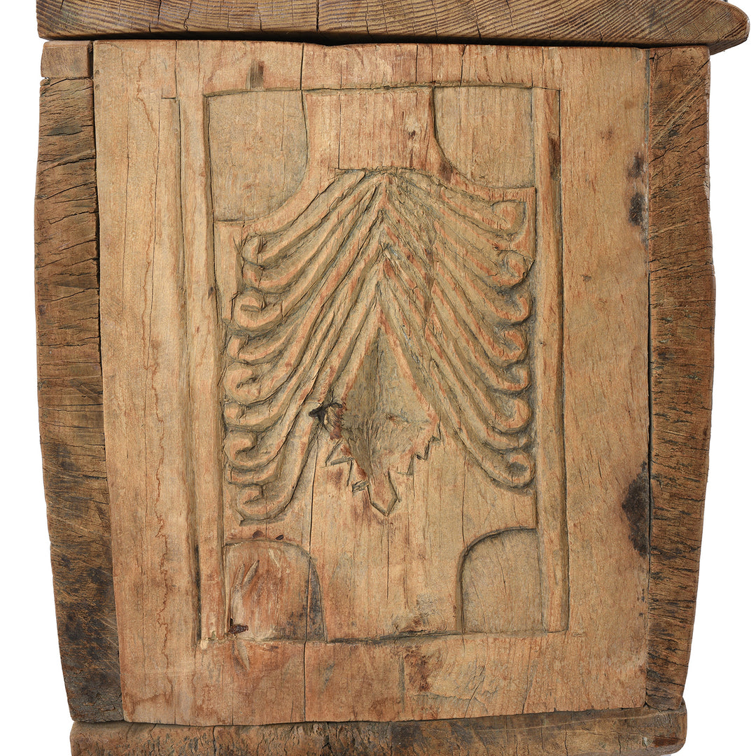 Detail From Antique Old Cedar Himachal Pradesh Carved Chest | Indigo Antiques