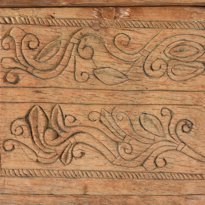 Detail From Antique Old Cedar Himachal Pradesh Carved Chest | Indigo Antiques