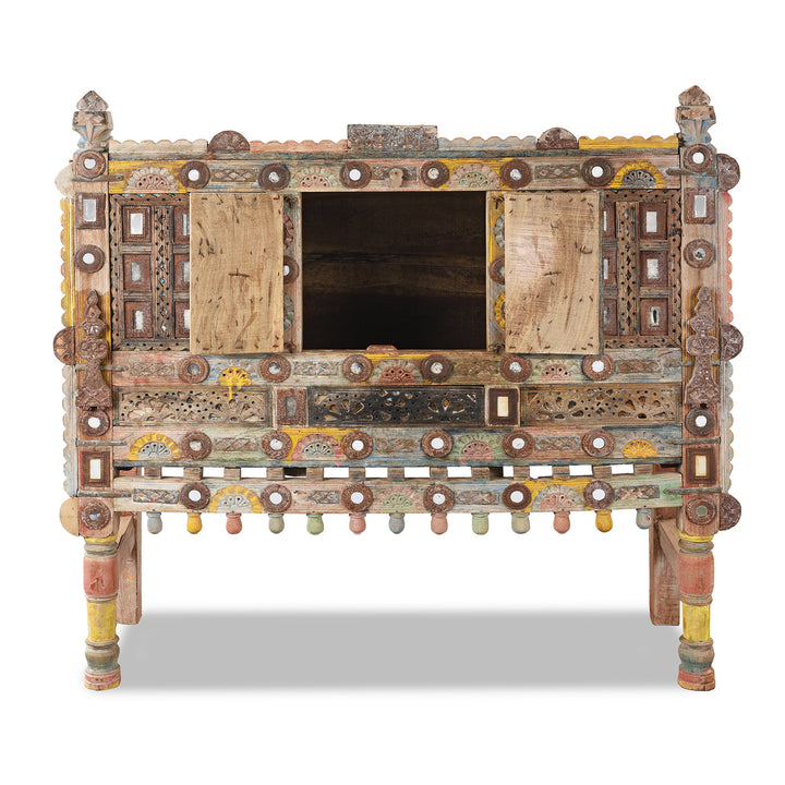Open Doors View Of Old Indian Damchiya Dowry Chest From Kutch | Indigo Antiques