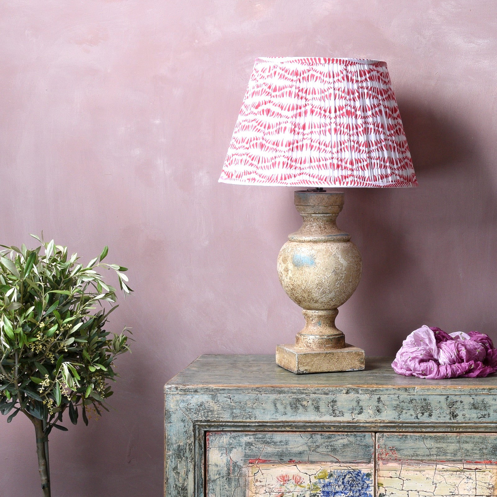 Painted Wooden Mughal Style Table Lamp | Indigo Antiques