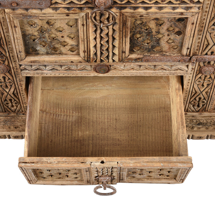 Drawer Detail From Antique Indian Damchiya Dowry Chest From Kutch | Indigo Antiques