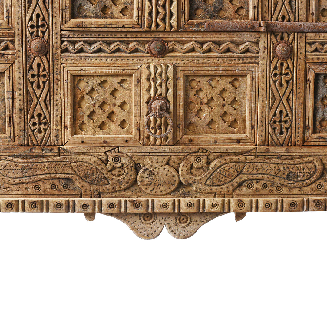 Peacock Detail From Antique Indian Damchiya Dowry Chest From Kutch | Indigo Antiques