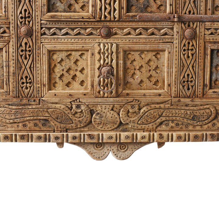 Peacock Detail From Antique Indian Damchiya Dowry Chest From Kutch | Indigo Antiques