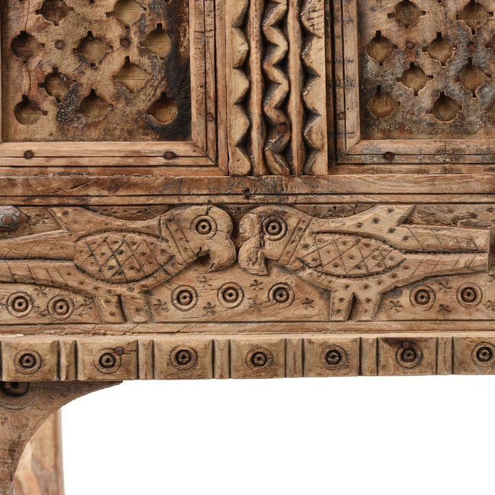 Parrot Detail From Antique Indian Damchiya Dowry Chest From Kutch | Indigo Antiques