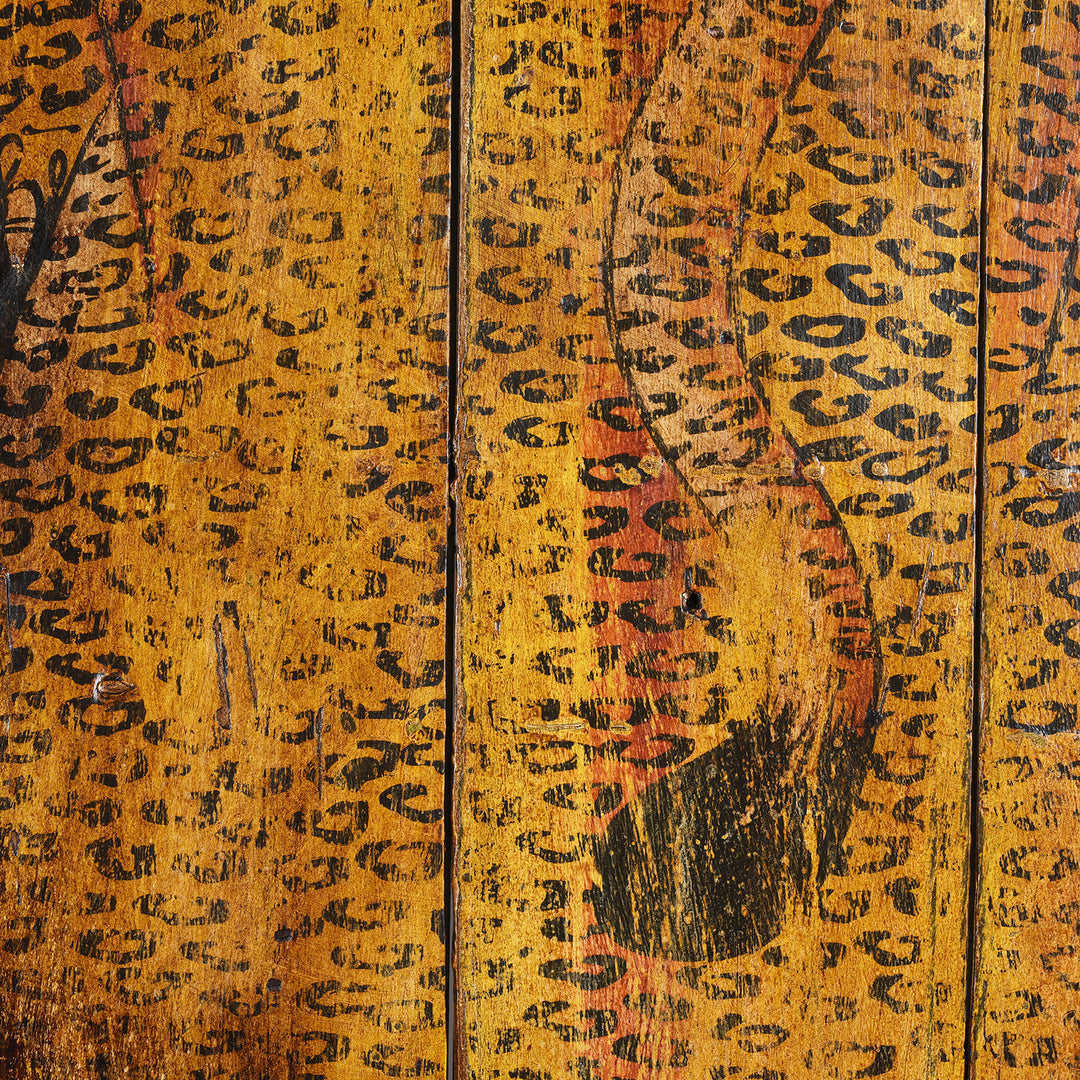 Tail Detail From Vintage Painted Leopard Panel From Madhya Pradesh | INDIGO ANTIQUES