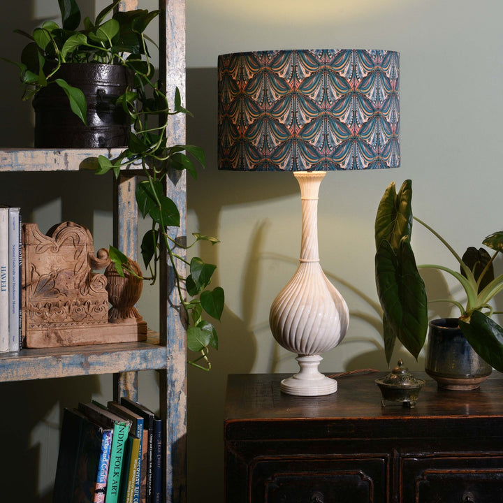 Mughal Style Bone Inlay Twist Table Lamp Base With AUK508V4 | Indigo Antiques