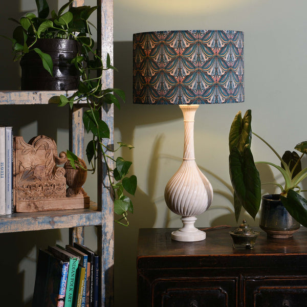 Teal Mumbai Deco Velvet Drum Shade