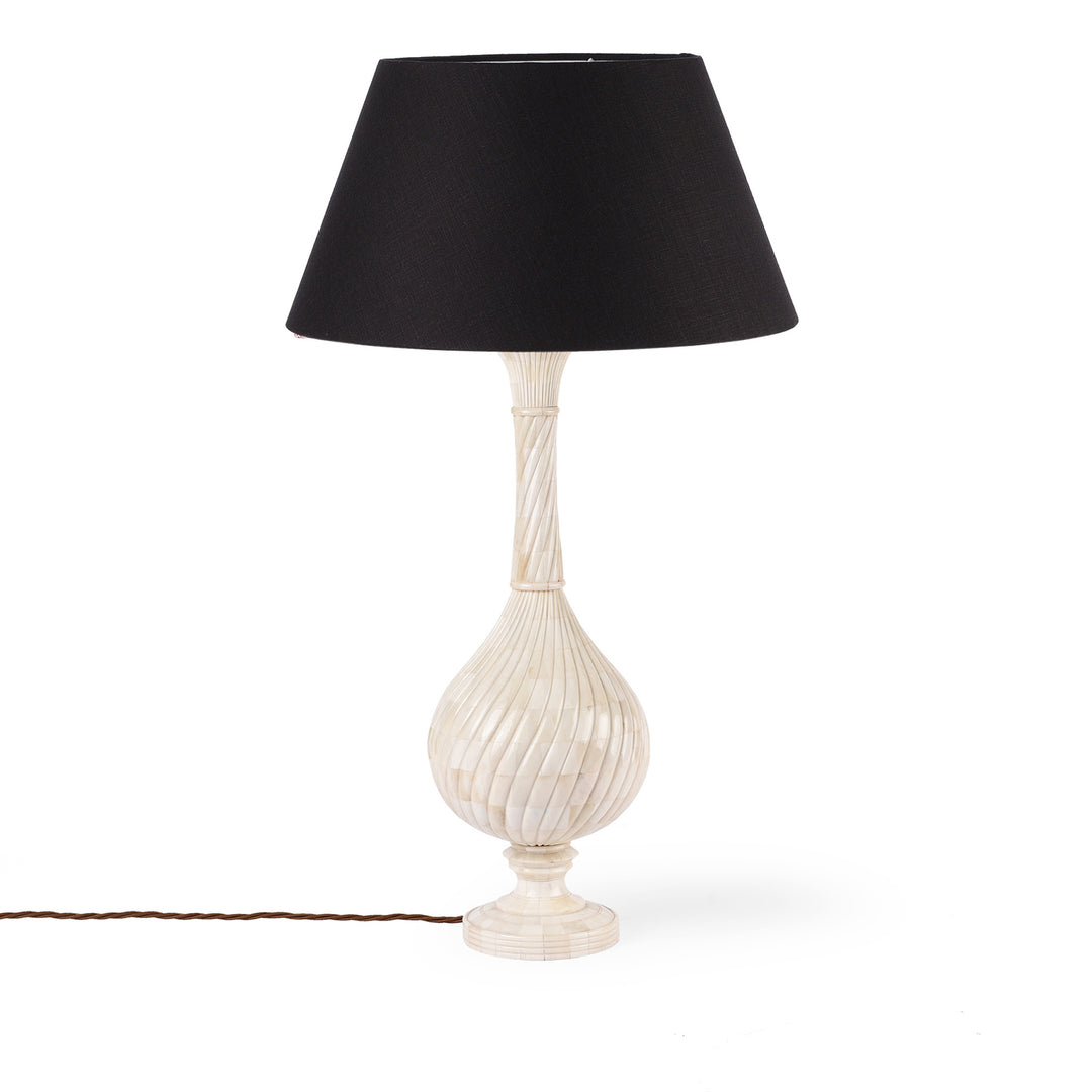 Mughal Style Bone Inlay Twist Table Lamp Base With AUK31V1 | Indigo Antiques