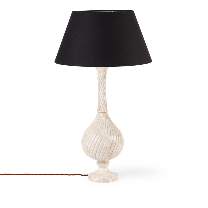 Mughal Style Bone Inlay Twist Table Lamp Base With AUK31V1 | Indigo Antiques