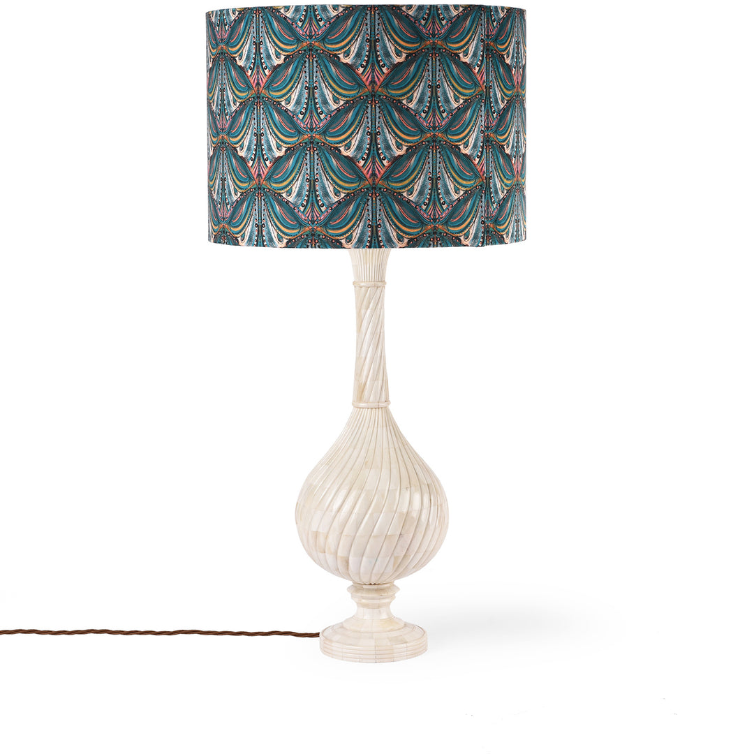 Mughal Style Bone Inlay Twist Table Lamp Base With AUK424V2 | Indigo Antiques