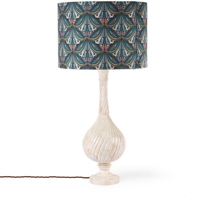 Mughal Style Bone Inlay Twist Table Lamp Base With AUK424V2 | Indigo Antiques