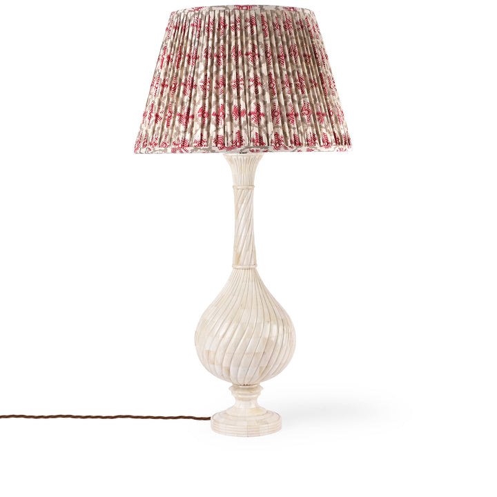 Mughal Style Bone Inlay Twist Table Lamp Base With AUK508V4 | Indigo Antiques