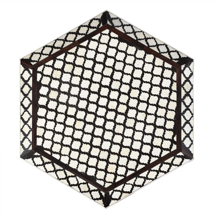 Indian Bone Inlay Hexagonal Table - Moorish Style | Indigo Antiques