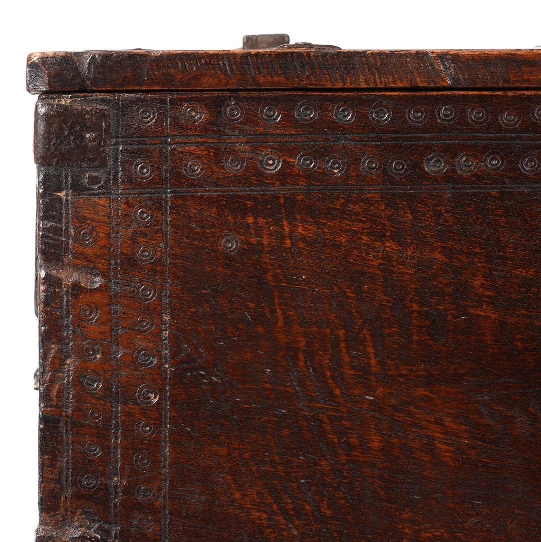 Detail From Antique Indian Chip Carved Merchants Box | Indigo Antiques