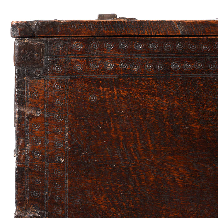 Detail From Antique Indian Chip Carved Merchants Box | Indigo Antiques