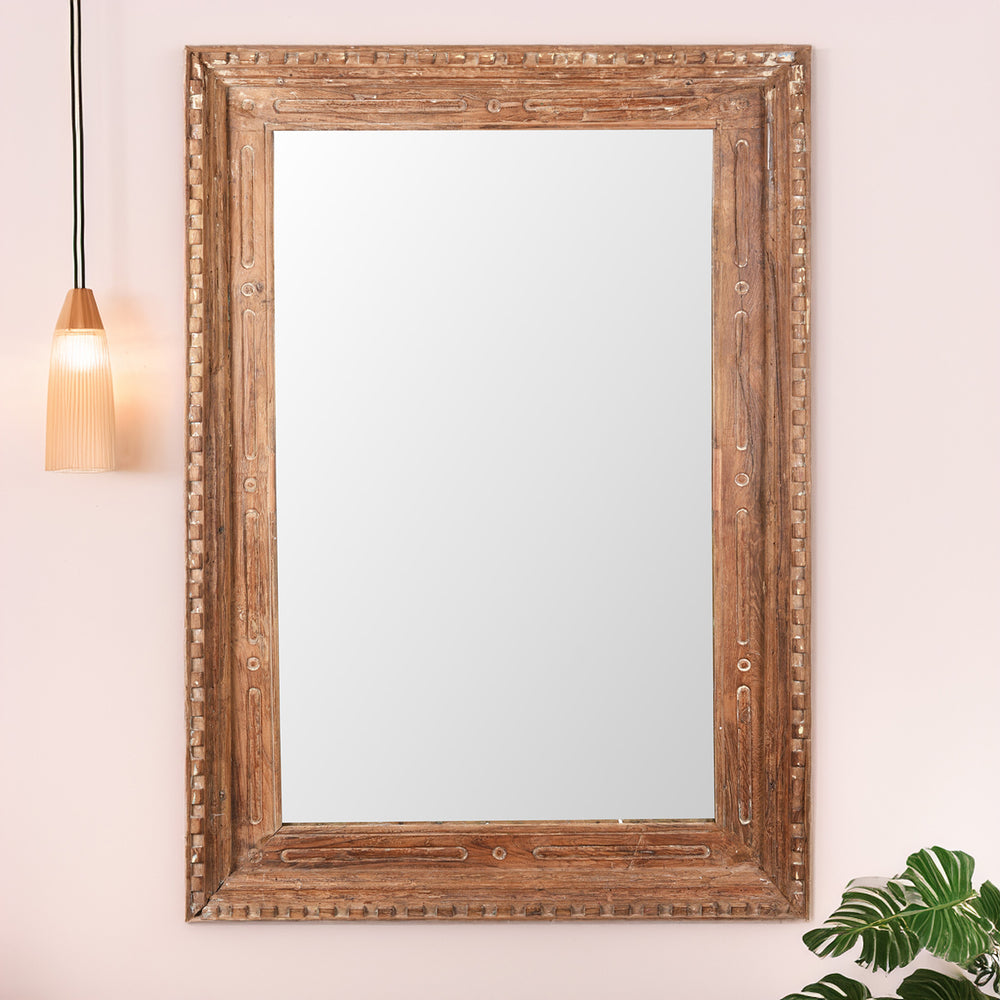 Antique Window Mirror Made From Architectural Teak | Indigo Antiques