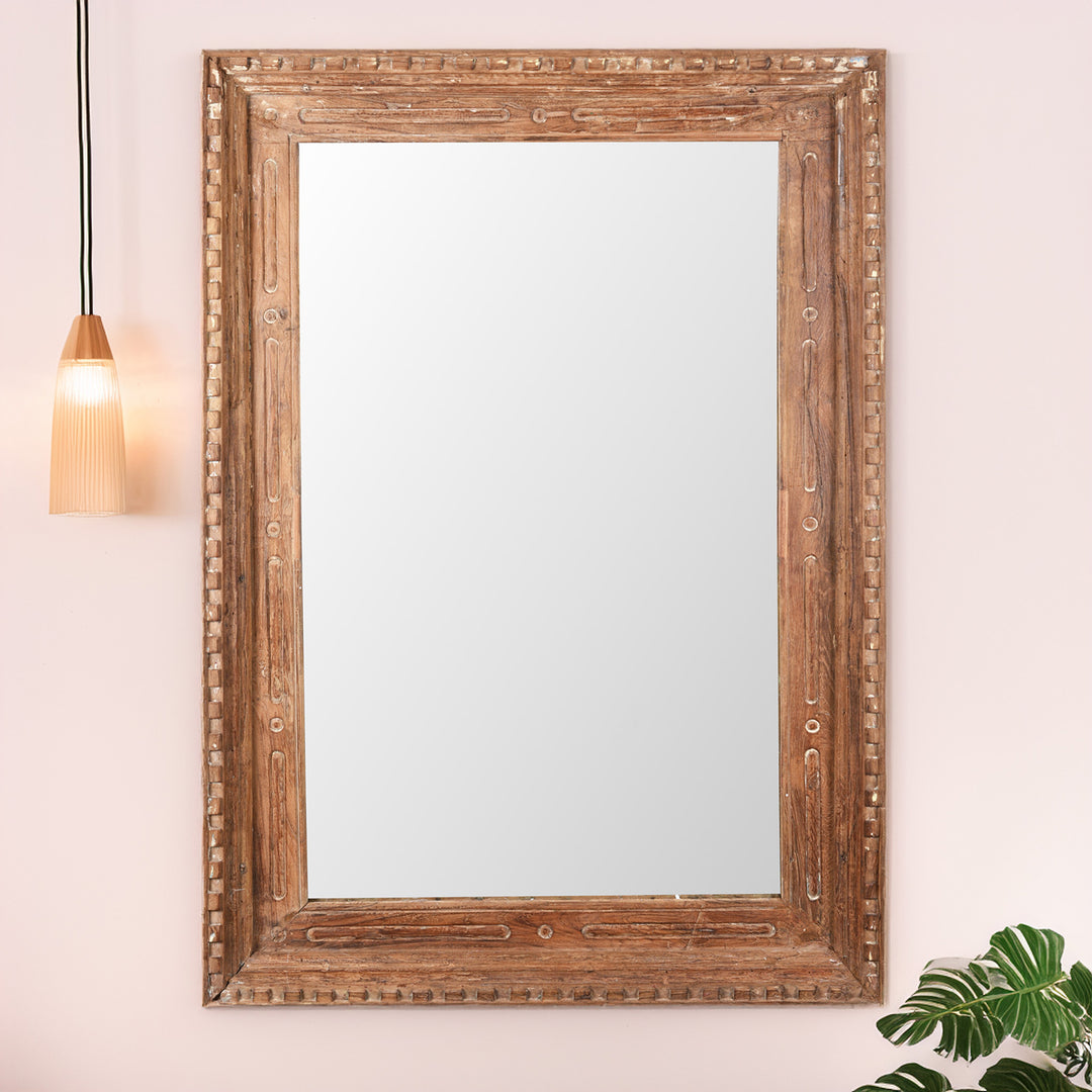 Antique Window Mirror Made From Architectural Teak | Indigo Antiques