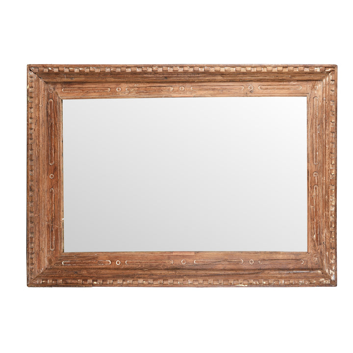 Landscape View Of Antique Window Mirror Made From Architectural Teak | Indigo Antiques