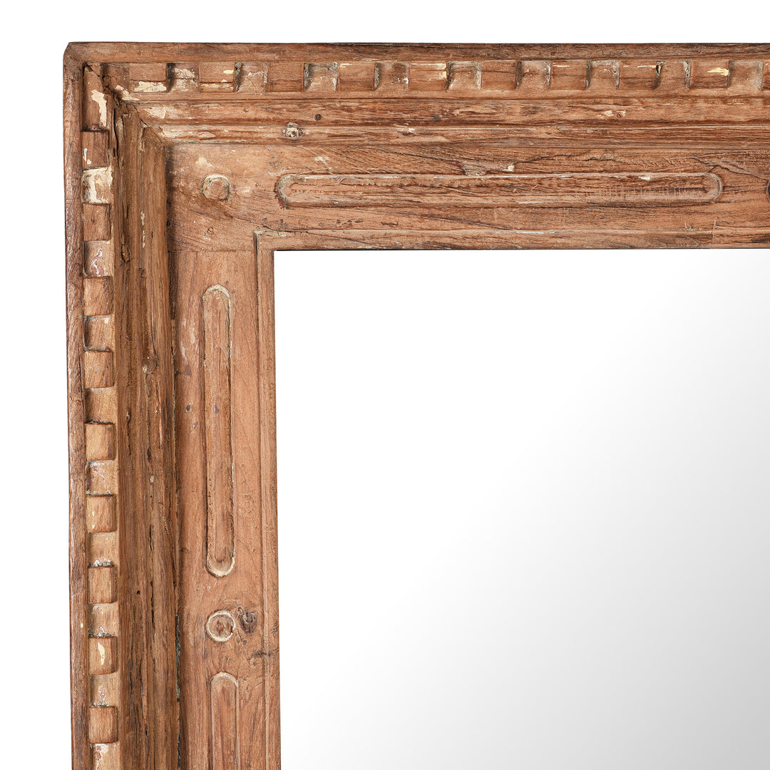 Corner Detail From Antique Window Mirror Made From Architectural Teak | Indigo Antiques