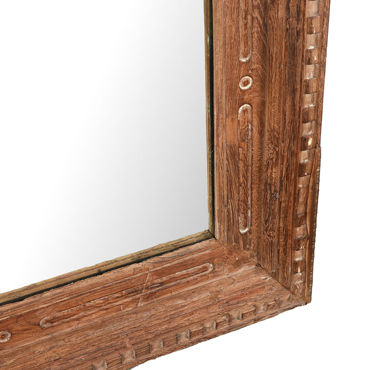 Frame Depth Detail From Antique Window Mirror Made From Architectural Teak | Indigo Antiques