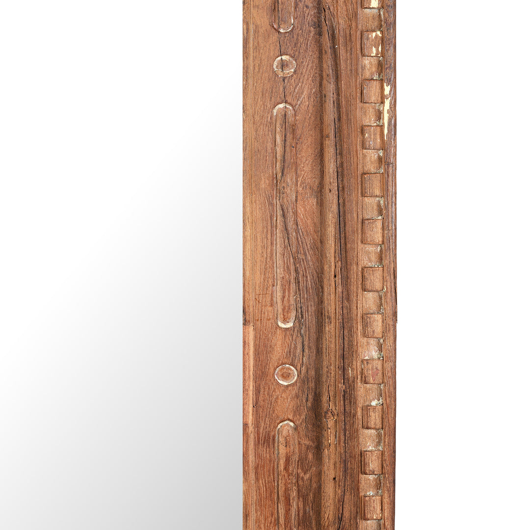 Frame Detail From Antique Window Mirror Made From Architectural Teak | Indigo Antiques