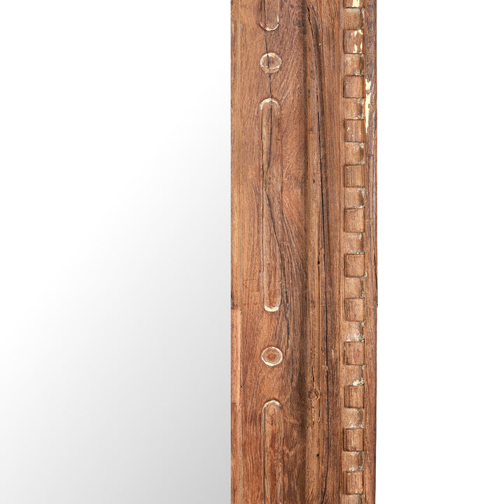 Frame Detail From Antique Window Mirror Made From Architectural Teak | Indigo Antiques