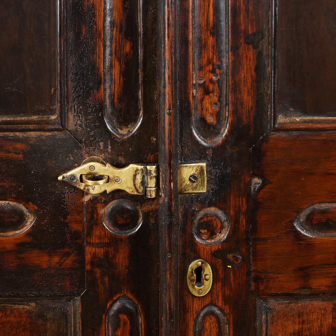 Latch Detail From Antique Teak Almirah Cabinet With Sunburst Panels | Indigo Antiques