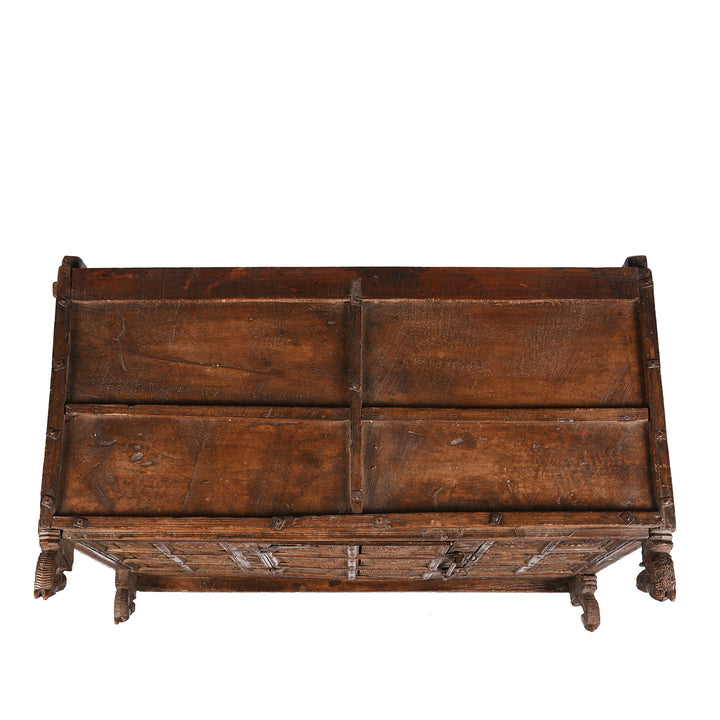 Top Down View Of Antique Indian Majus Dowry Chest | Indigo Antiques