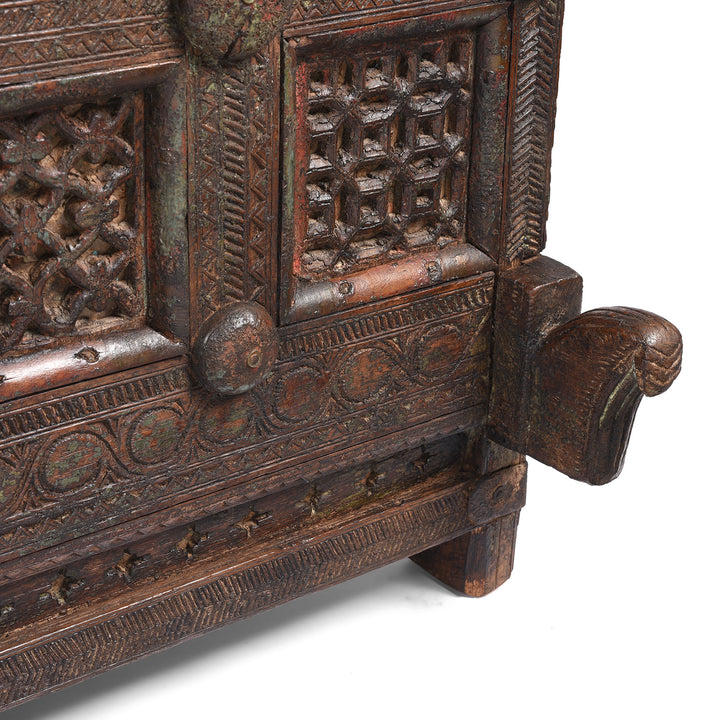 Detail From Antique Indian Teak Majus Dowry Chest From Saurashtra | Indigo Antiques