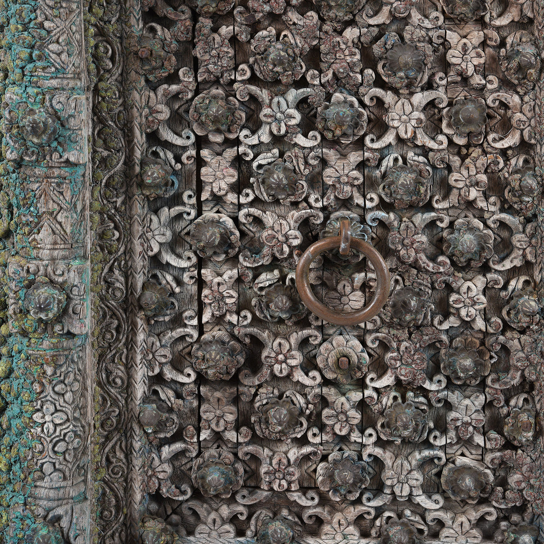 Carving Detail From Antique indian Painted Mughal Door | Indigo Antiques