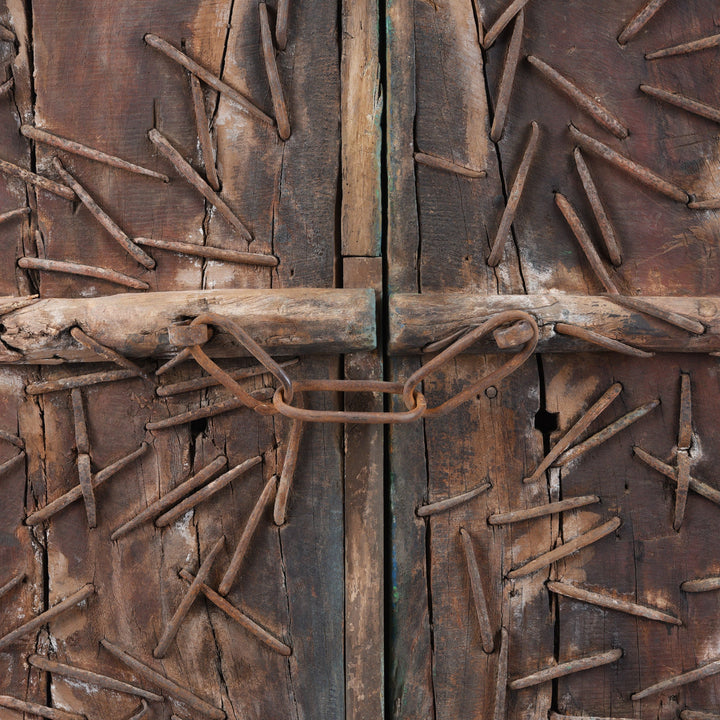 Back of Antique indian Painted Mughal Door | Indigo Antiques