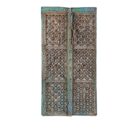 Painted Mughal Door From Uttar Pradesh - 18th Century