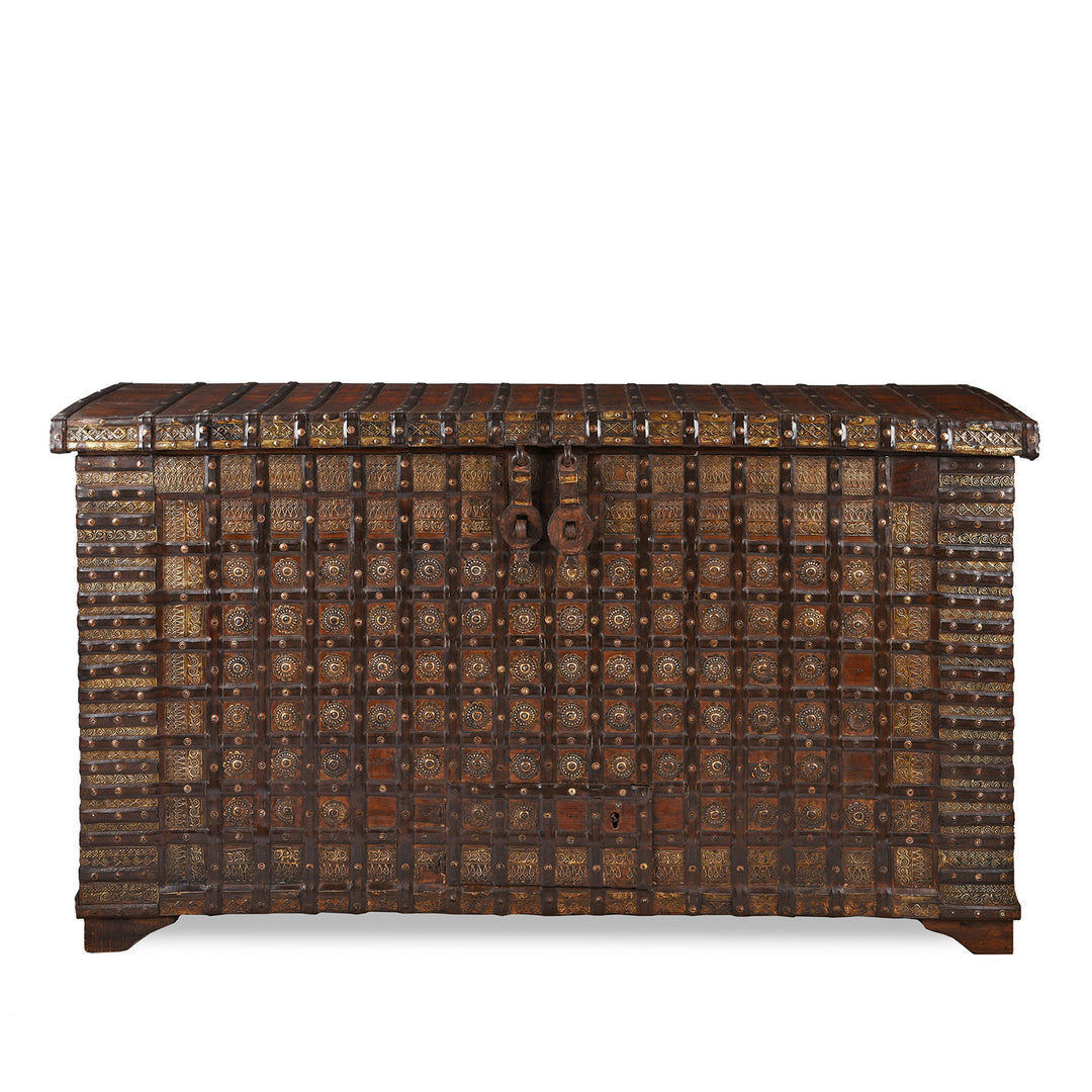 Antique Brass Bound Pithara Console Chest From Saurashtra | Indigo Antiques