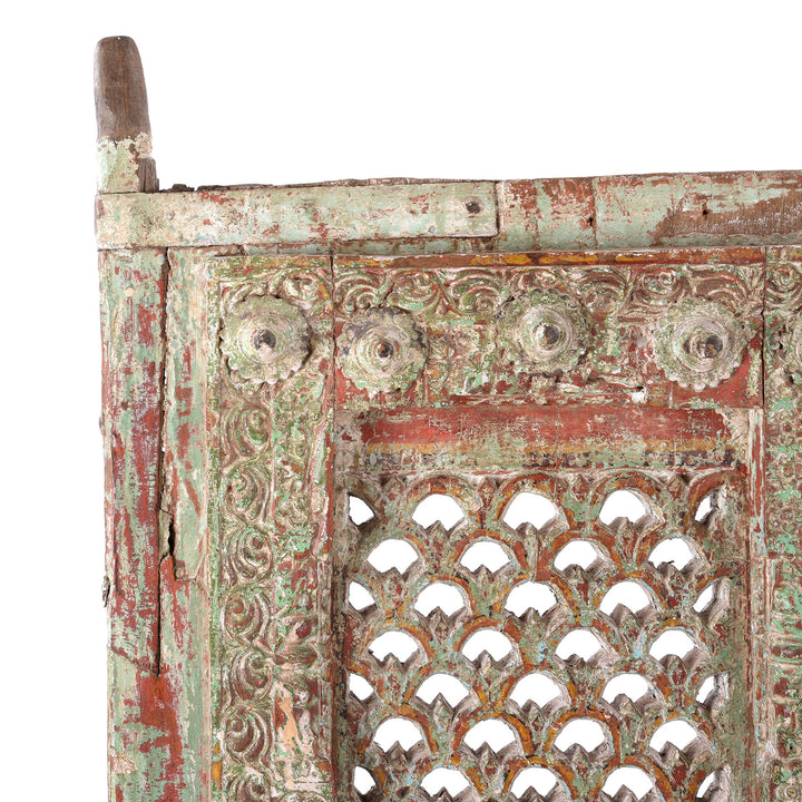 Corner Detail From Antique Indian Painted Doors | Indigo Antiques