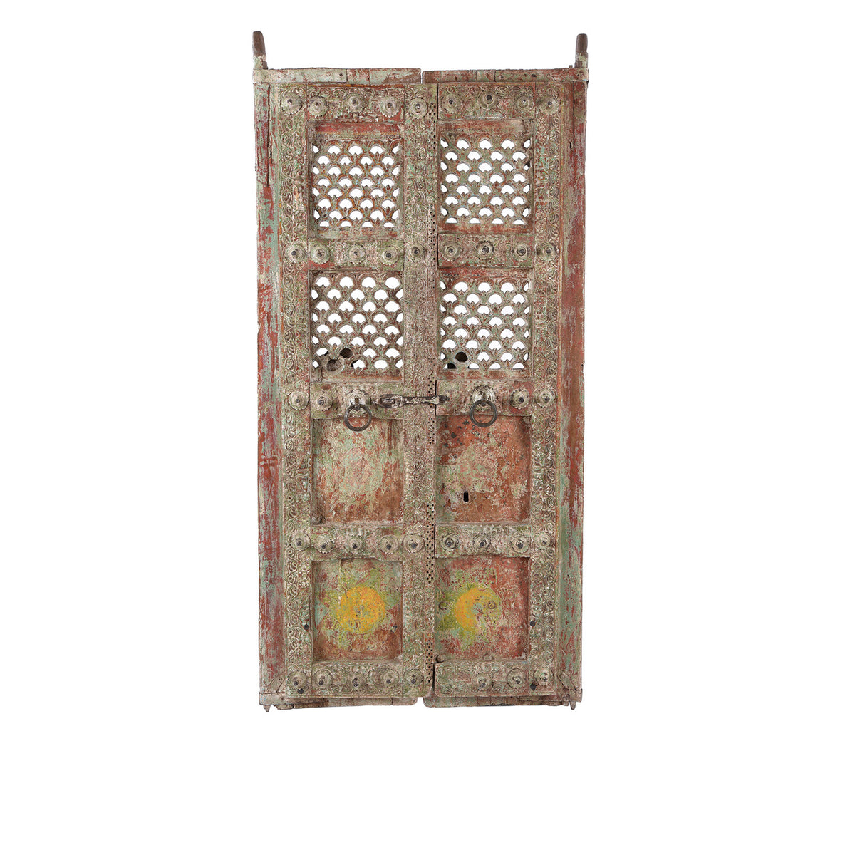 No Stand View Of Antique Indian Painted Doors | Indigo Antiques