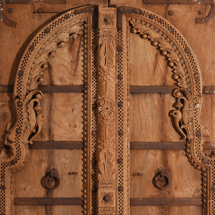 Detail From Bleached Doors From Bikaner - Early 19th Century | INDIGO ANTIQUES