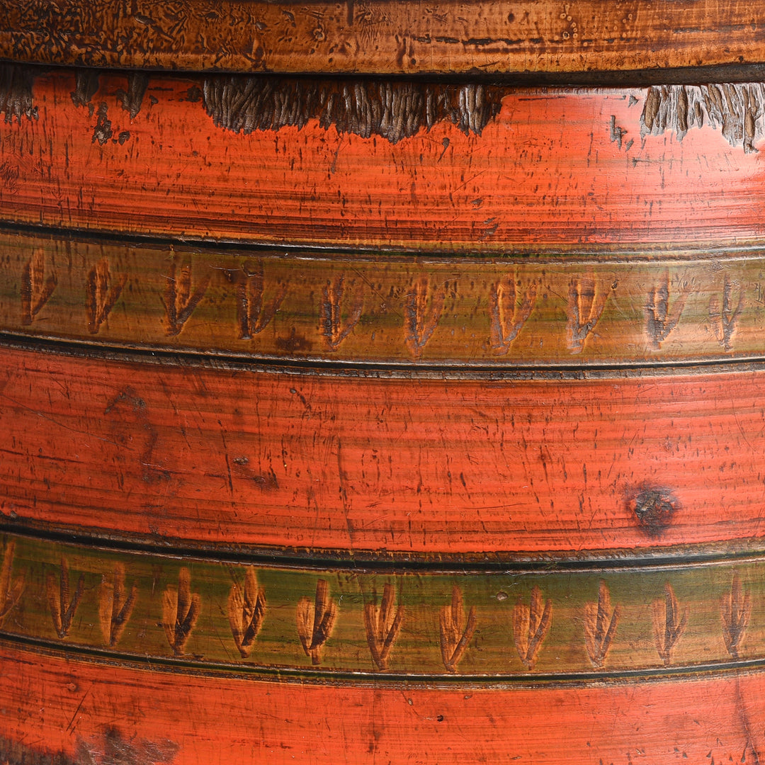 Detail From Antique Scractchwork Lacquer Pot From Sindh - 19th Century | Indigo Antiques
