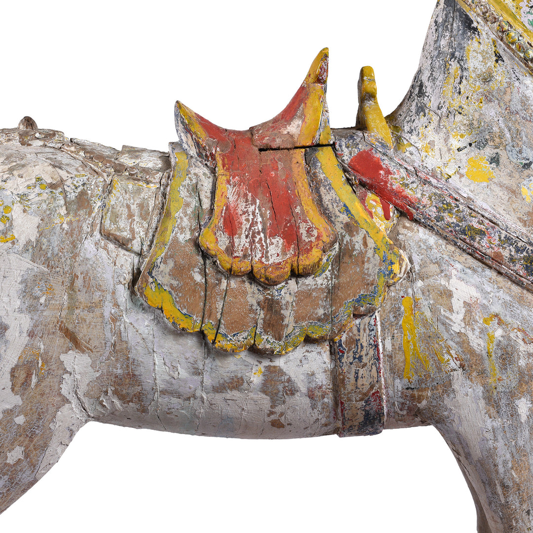 Saddle Detail From Option 2 Antique Indian Painted Wooden Horses | Indigo Antiques