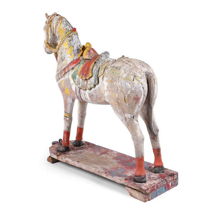 Rear View Of Option 2 Antique Indian Painted Wooden Horses | Indigo Antiques