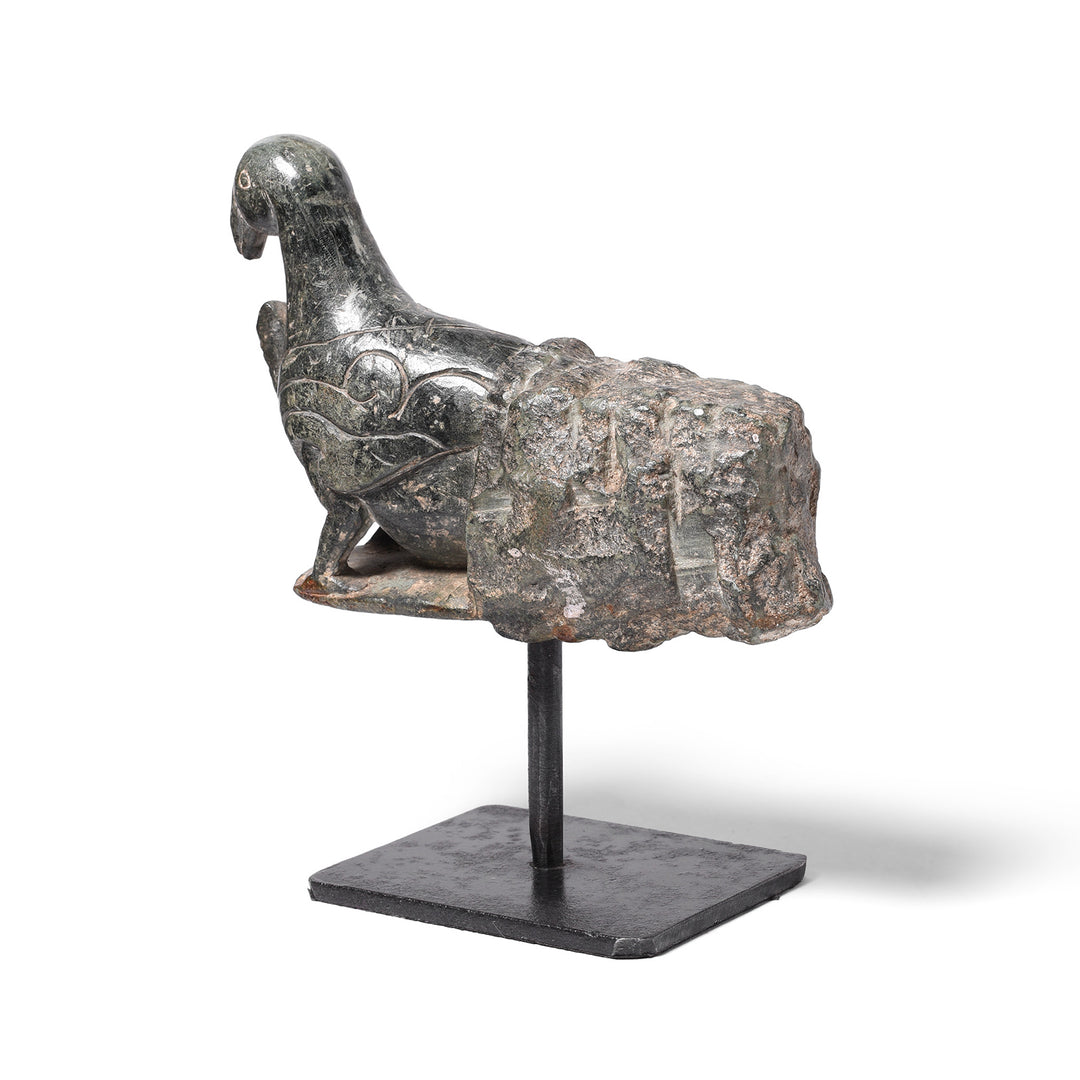 Side View Of Stone Parrot Turban Hanger From Dungapur - 19thC | Indigo Antiques