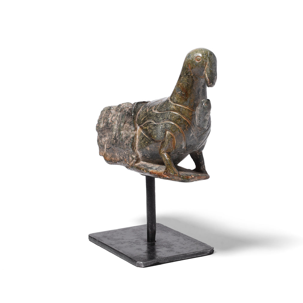 Angled View Of Stone Parrot Turban Hanger From Dungapur - 19thC | Indigo Antiques