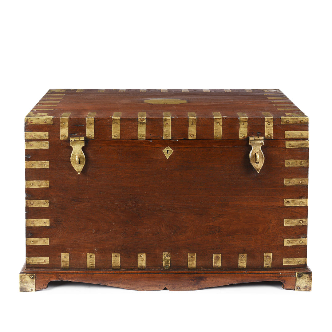 Antique Brass Bound Teak Military Chest | Indigo Antiques
