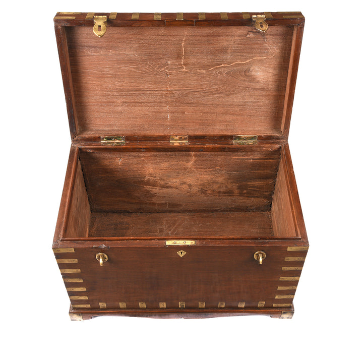 Interior of Antique Brass Bound Teak Military Chest | Indigo Antiques