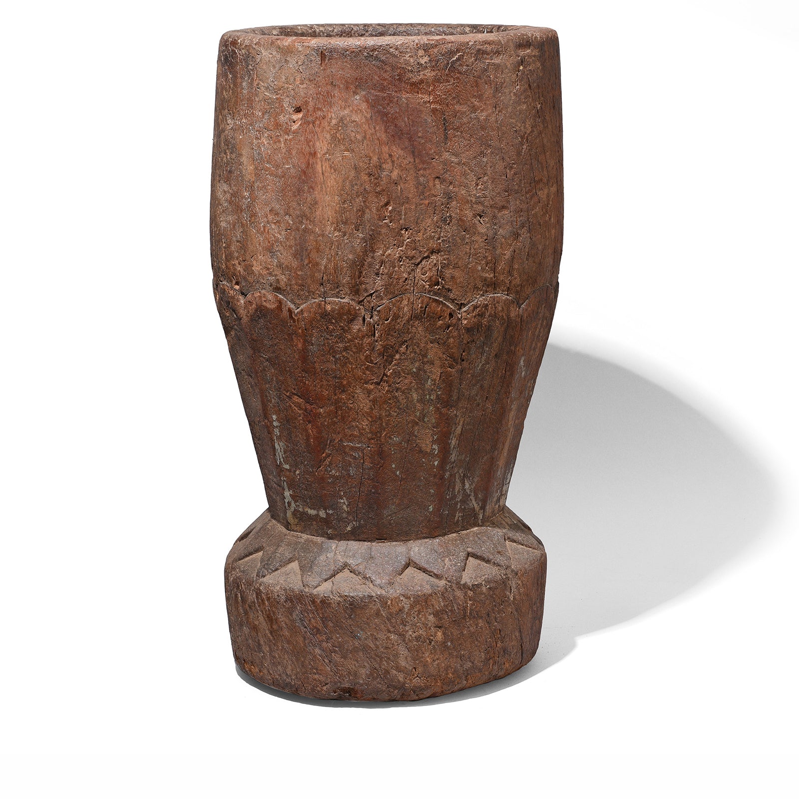 Carved Teak Mortar From Kerala - 19th Century