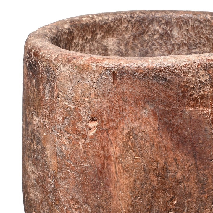 Rim Detail From Antique Neem Mortar From Himachal Pradesh | Indigo Antiques