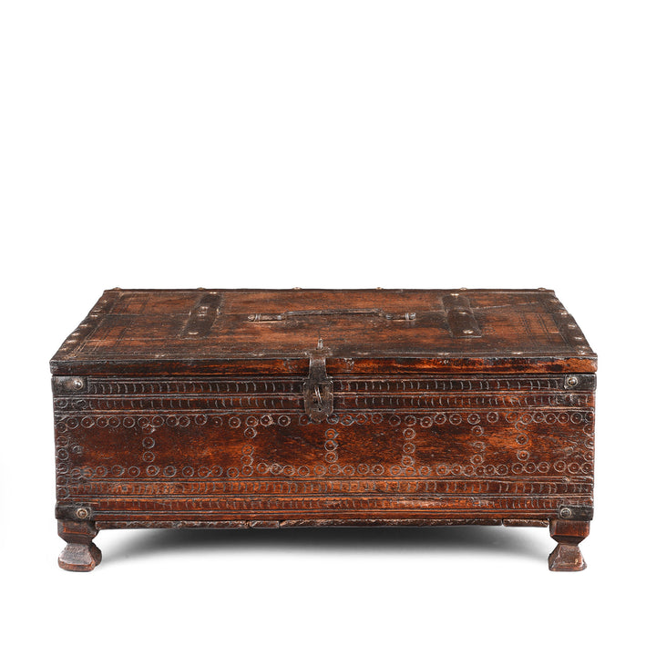 Antique Chip Carved Roheda Merchants Box From Bikaner | Indigo Antiques