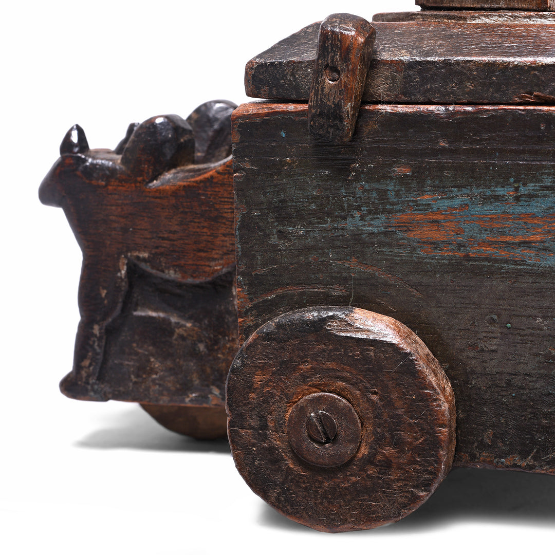 Wheel Detail From Indian Antique Nandi Bull Tika Ash Holder From Karnataka - Ca 1900 | Indigo Antiques