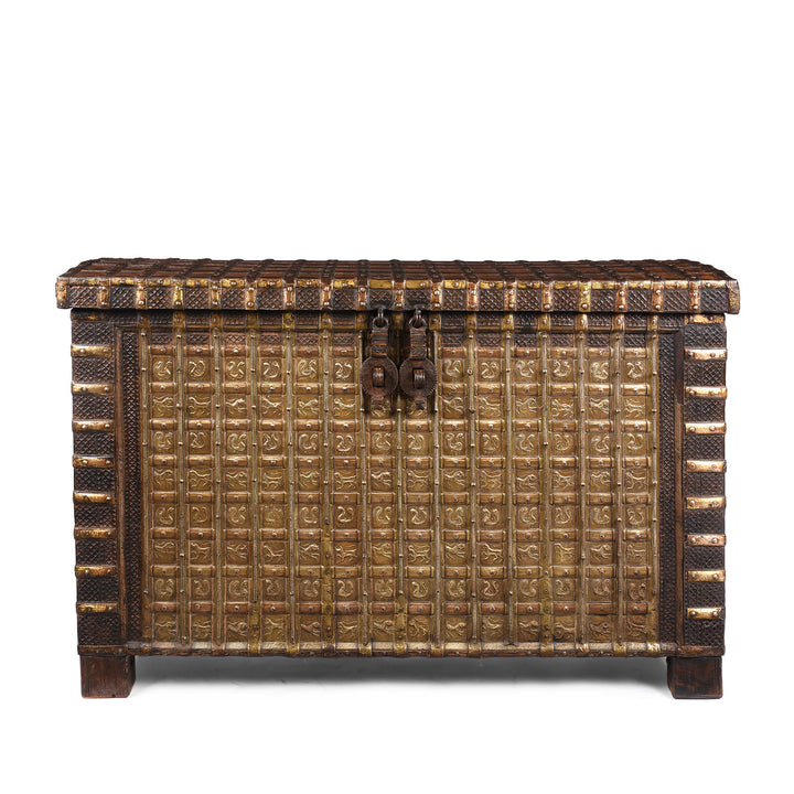 Antique Brass Bound 'Pithara' Console Chest From Gujarat | Indigo Antiques
