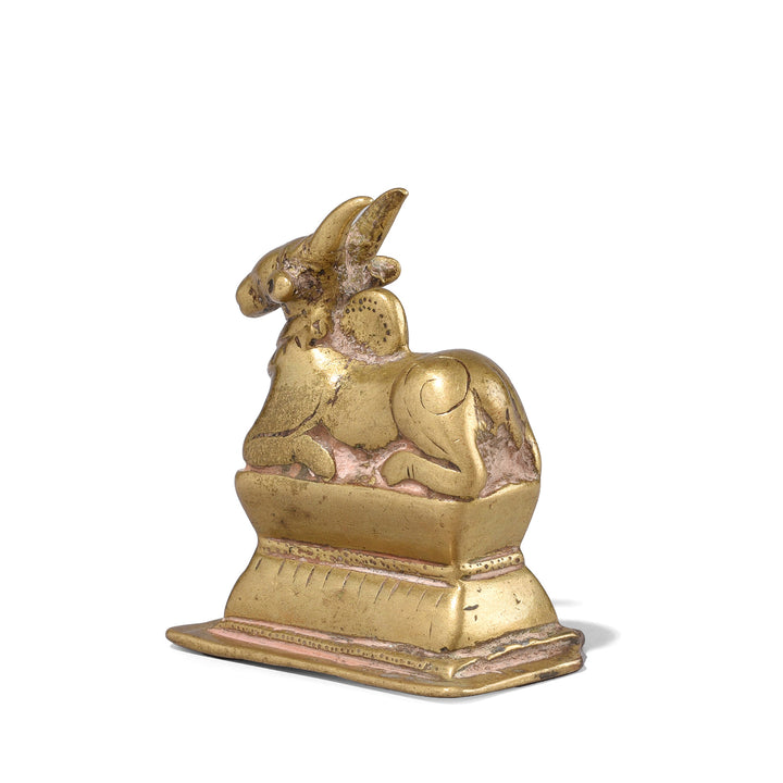 Angled Rear View Of Antique Brass Nandi Bull From The Deccan | Indigo Antiques