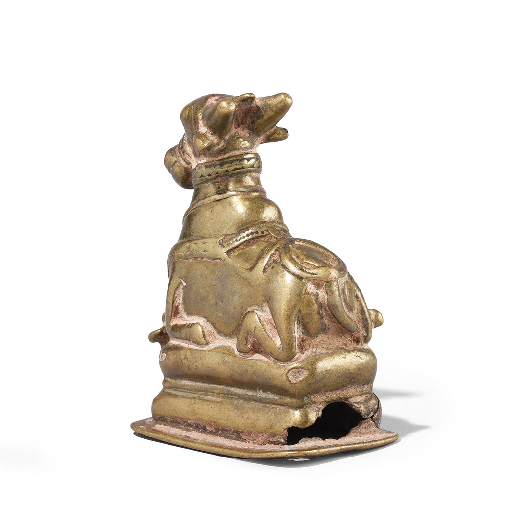 Rear View Of Antique Brass Nandi Bull From The Deccan | Indigo Antiques